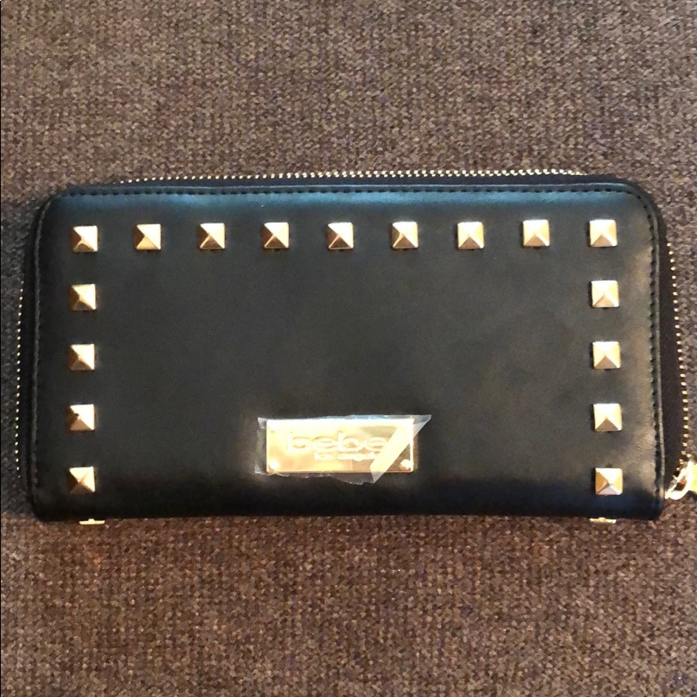 Brand new gold studded black Bebe wallet